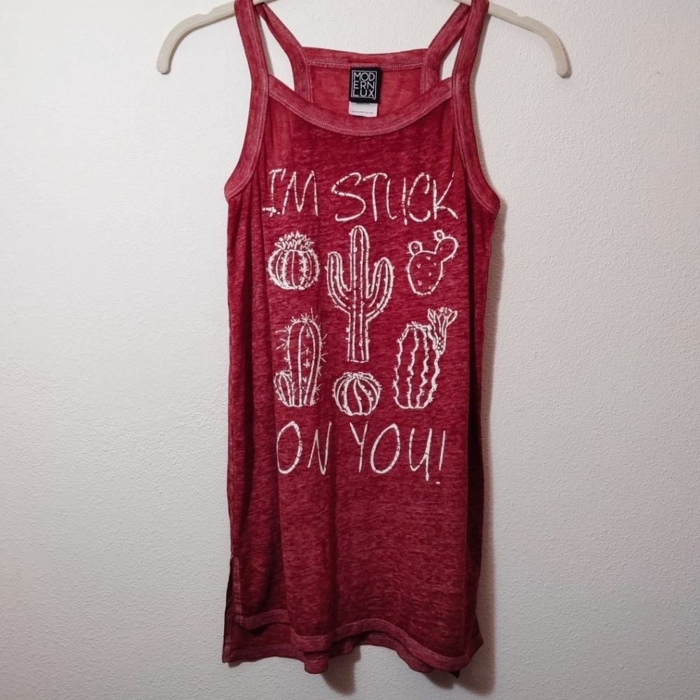 Modern Lux Red Burnout Cactus Tank Top M